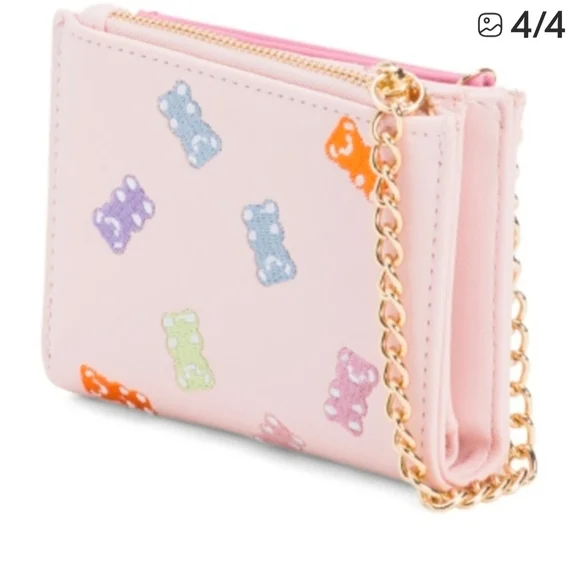 Betsey Johnson Pink Bear Wallet with Gold Chain Nwt - Picture 3 of 4
